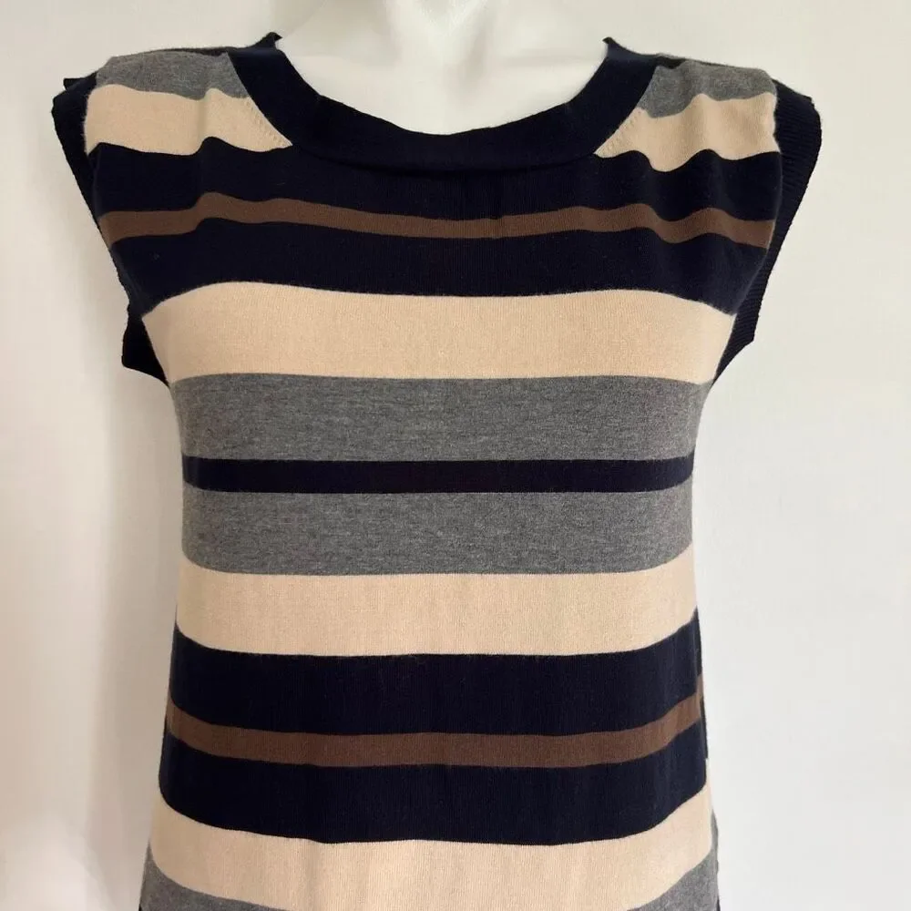Striped Cap Sleeve Sheath Dress in Black, Gray, Cream